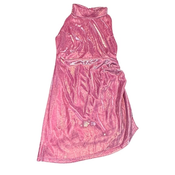 Lulus Dresses & Skirts - Lulus Women's Metallic Pink Halter Mini Dress Small Ruched Bodycon Tulip Hem